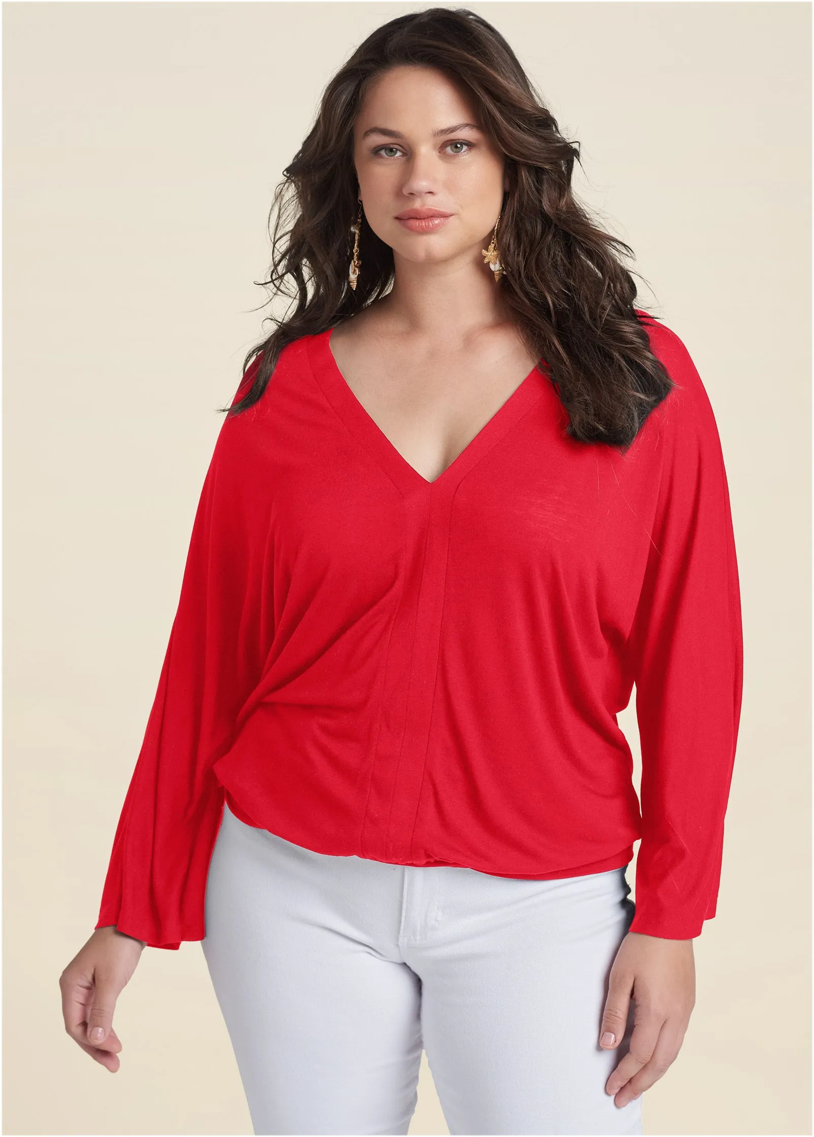 Banded Hem Top - Red