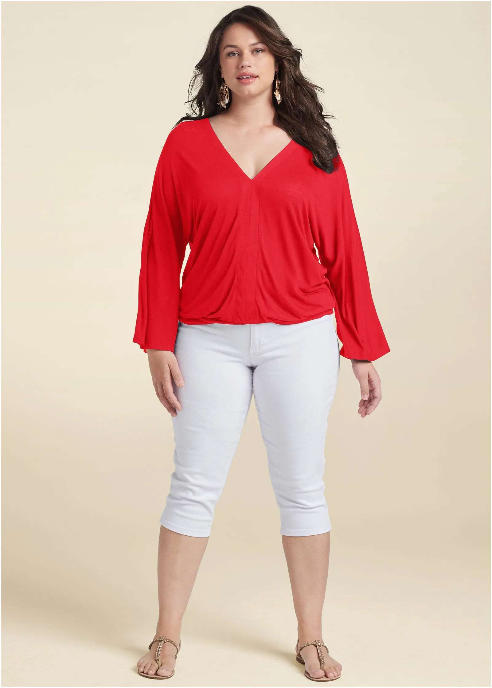 Banded Hem Top - Red