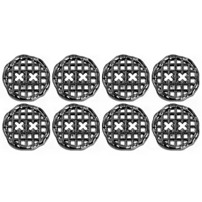 Black Color Metal Buttons with Grid Openwork Design(Pack of 8 Buttons)