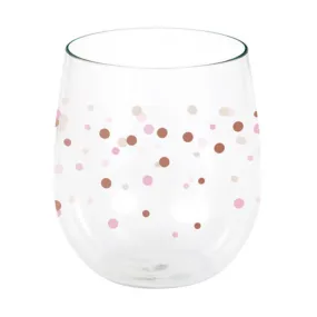 Bulk Rose All Day Polka Dot Plastic Stemless Wine Glasses (6 per Case)