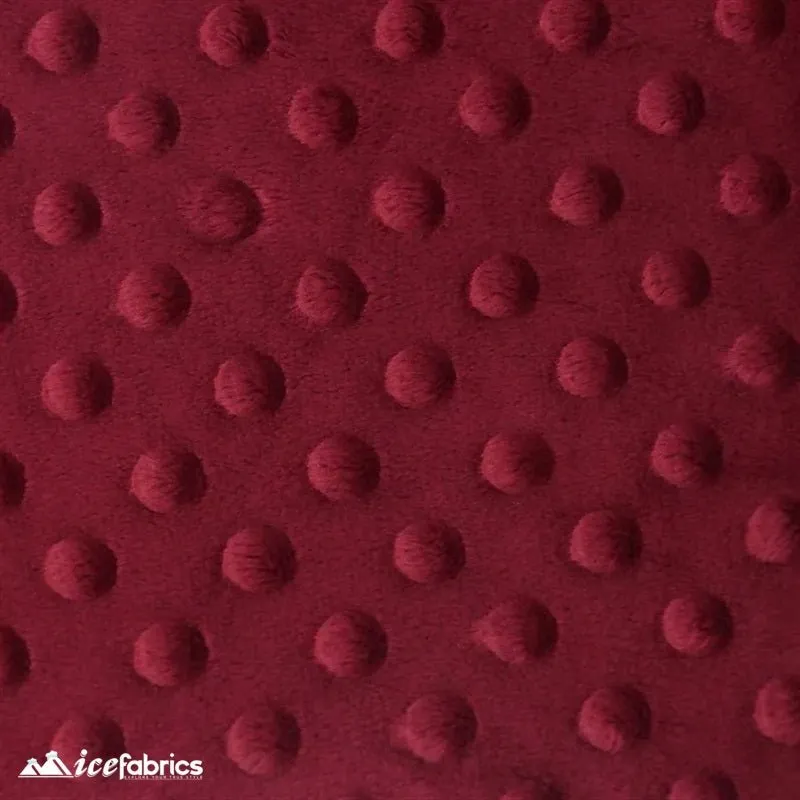 Burgundy Dimple Polka Dot Minky Fabric / Ultra Soft /