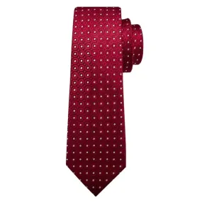 Classy Men Red Designer Polka Dot Silk Tie