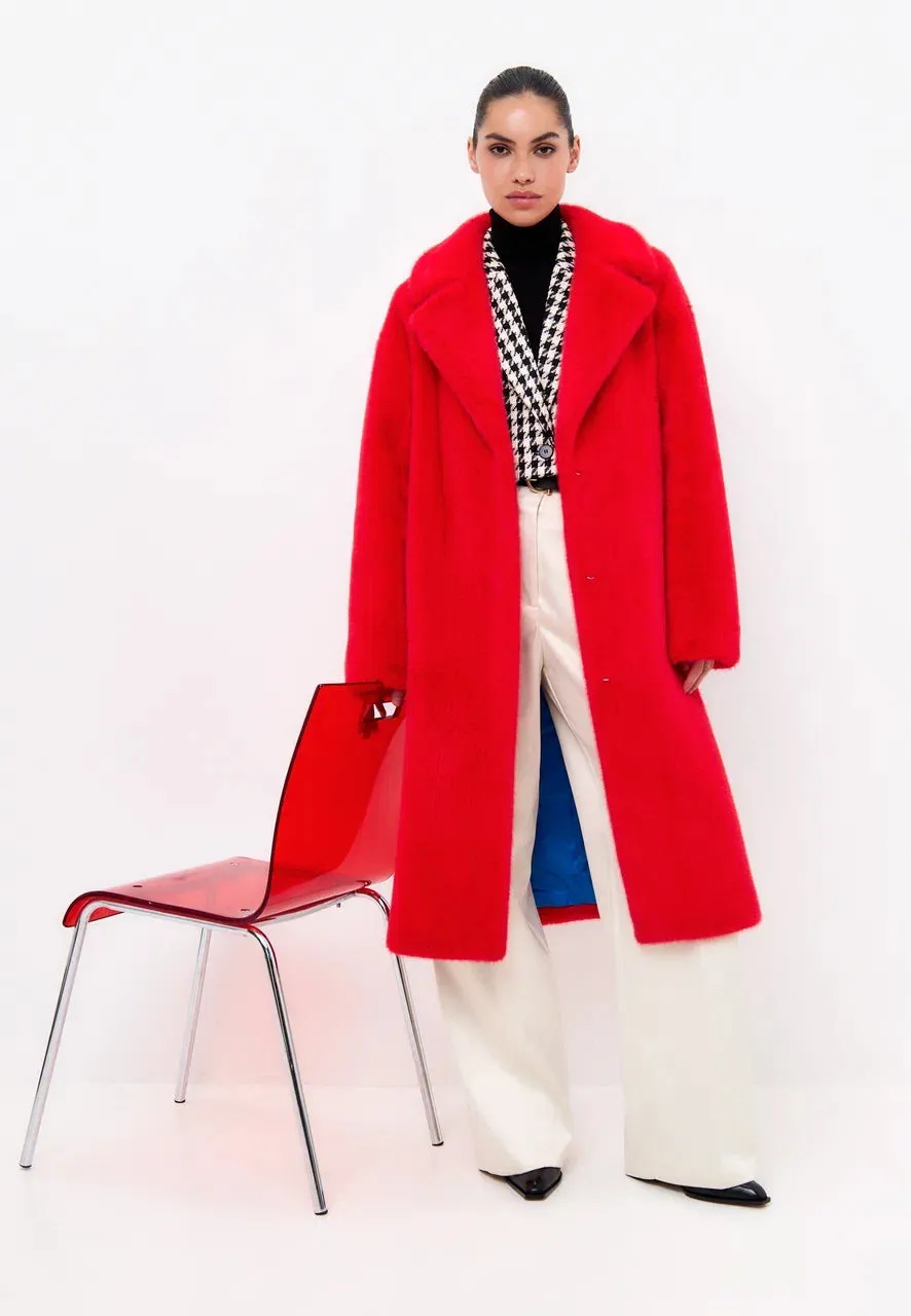 Deluxe Long Back Print Coat Lovers - Red