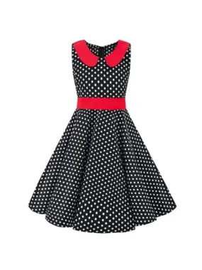 Girls Black and White Polka Dot Rockabilly Dress