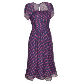 J. Peterman Women's Ruched Polka Dot Dress