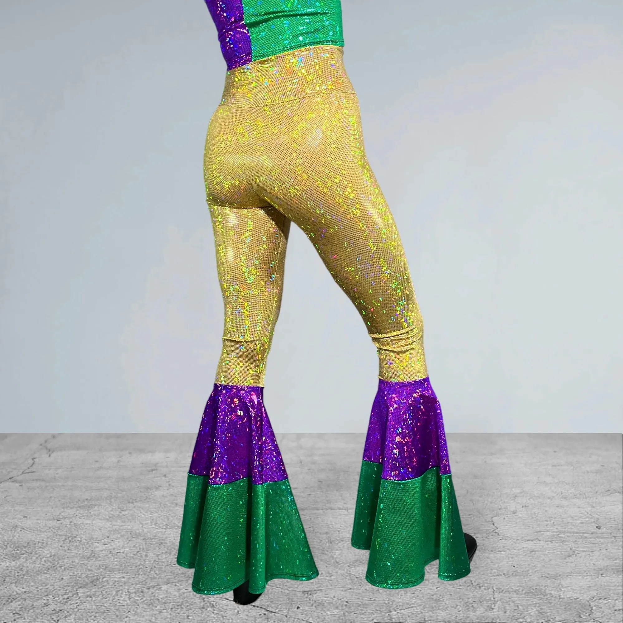 Mardi Gras Bell Bottoms -  Tiered Flare Pants - Choose your Rise