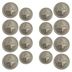 Metallic Pyramid Metal Buttons(8 Big   8 Small)