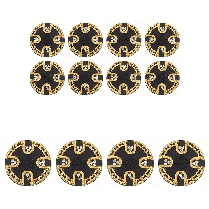 Ornate Diamond Pattern Metal Buttons(7 Big   7 Small)