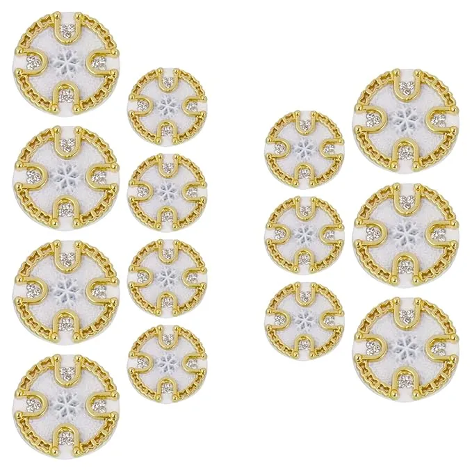 Ornate Diamond Pattern Metal Buttons(7 Big   7 Small)