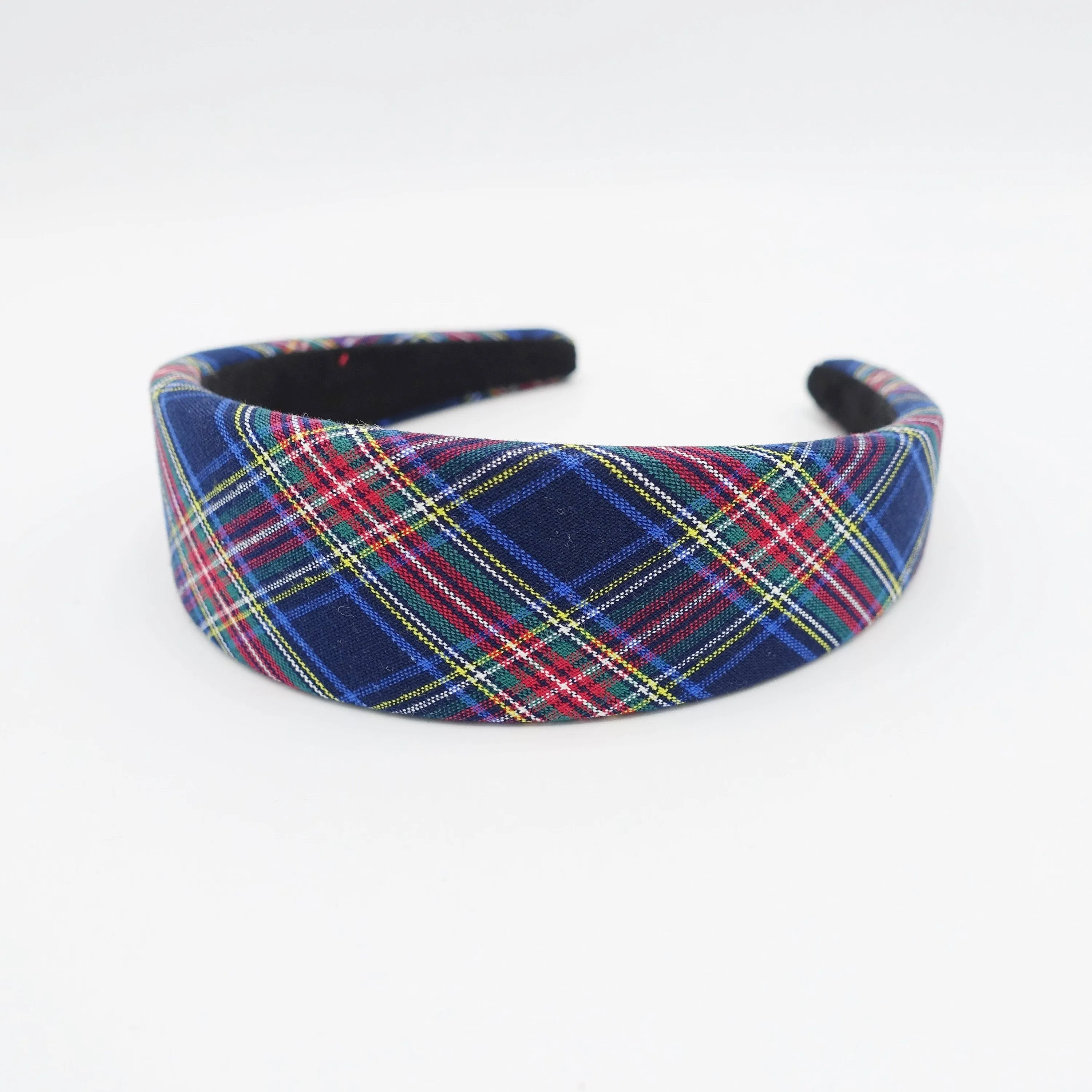 plaid check padded headband tartan casual hairband for women