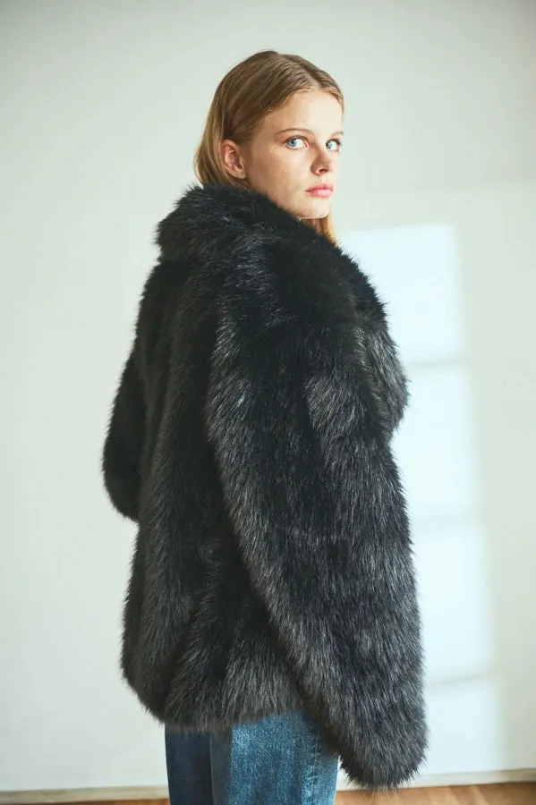 Pre-order Elisa Faux Fur Coat <br>-BLK-