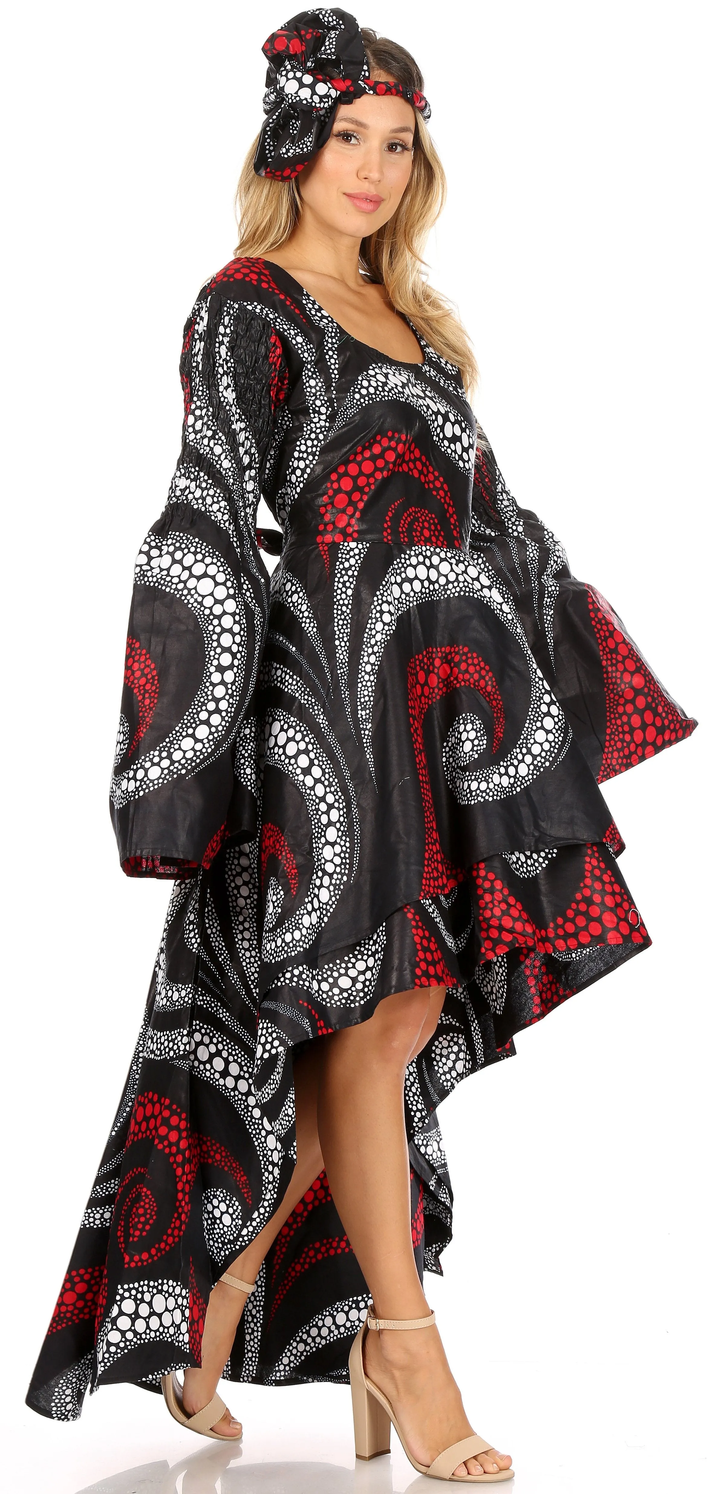 Sakkas Olivia Women's Elegant Cocktail Long Sleeves Party Dress African Print