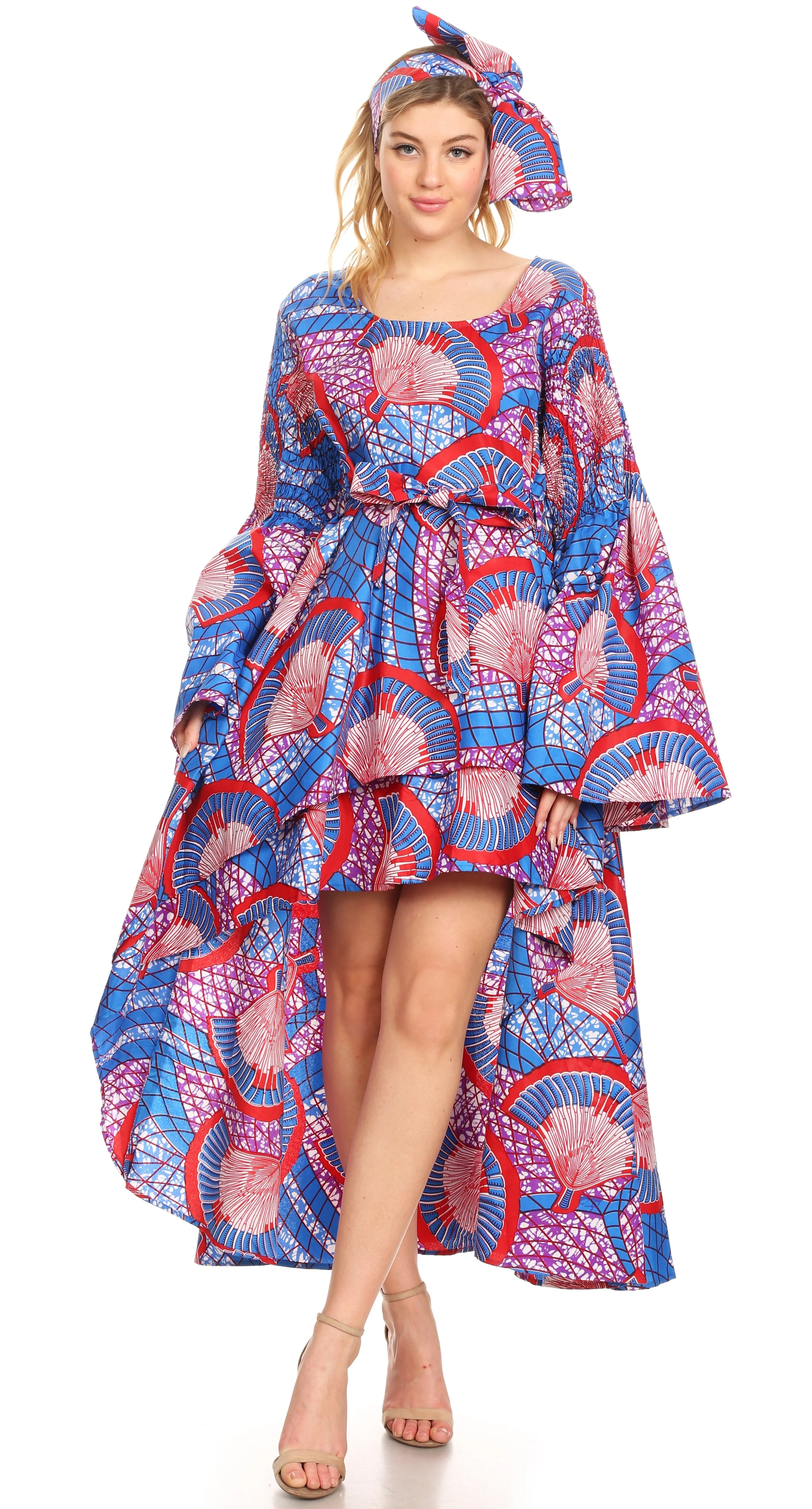 Sakkas Olivia Women's Elegant Cocktail Long Sleeves Party Dress African Print