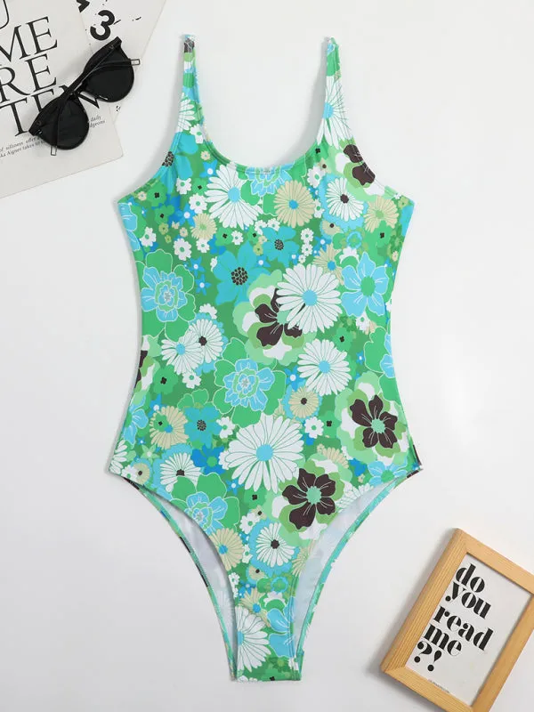 Women's Vibrant Retro Backless Swimsuit