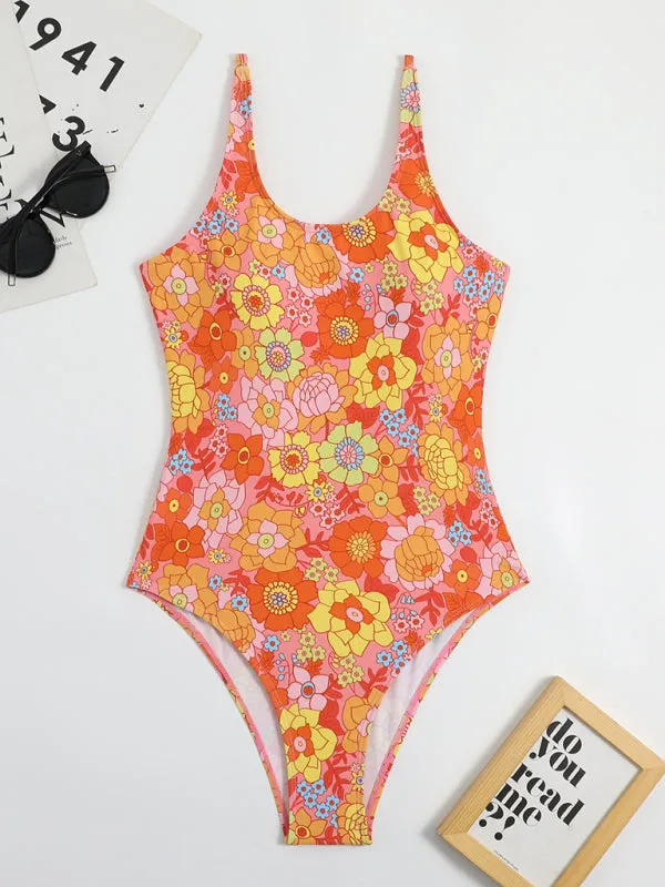 Women's Vibrant Retro Backless Swimsuit